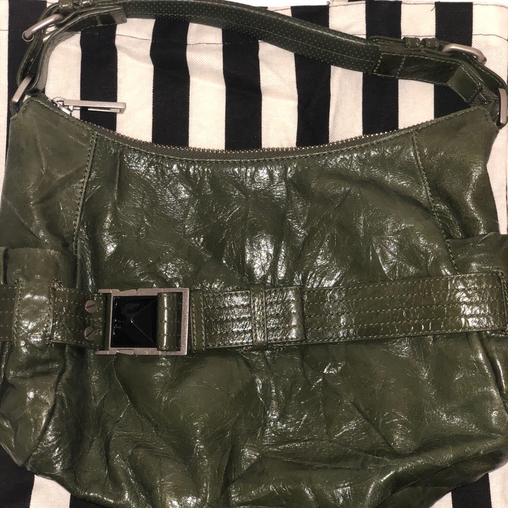 L.A.M.B. Olive green leather shoulder bag purse - Picture 3 of 8